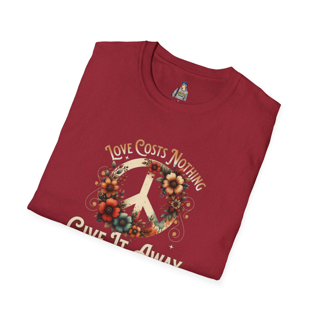 Unisex Softstyle T-Shirt - Love Costs Nothing, Give It Away Floral Peace Design