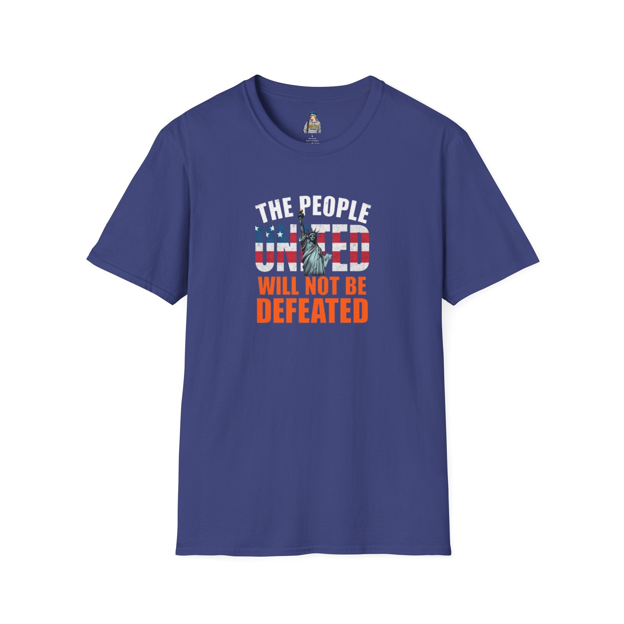 Patriotic Unisex Softstyle T-Shirt - "The People United Will Not Be Defeated"