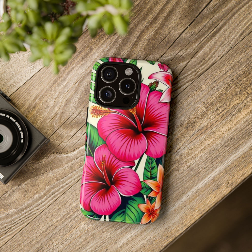 Tropical Hibiscus Phone Case for iPhone — Floral Tough Protective Cover
