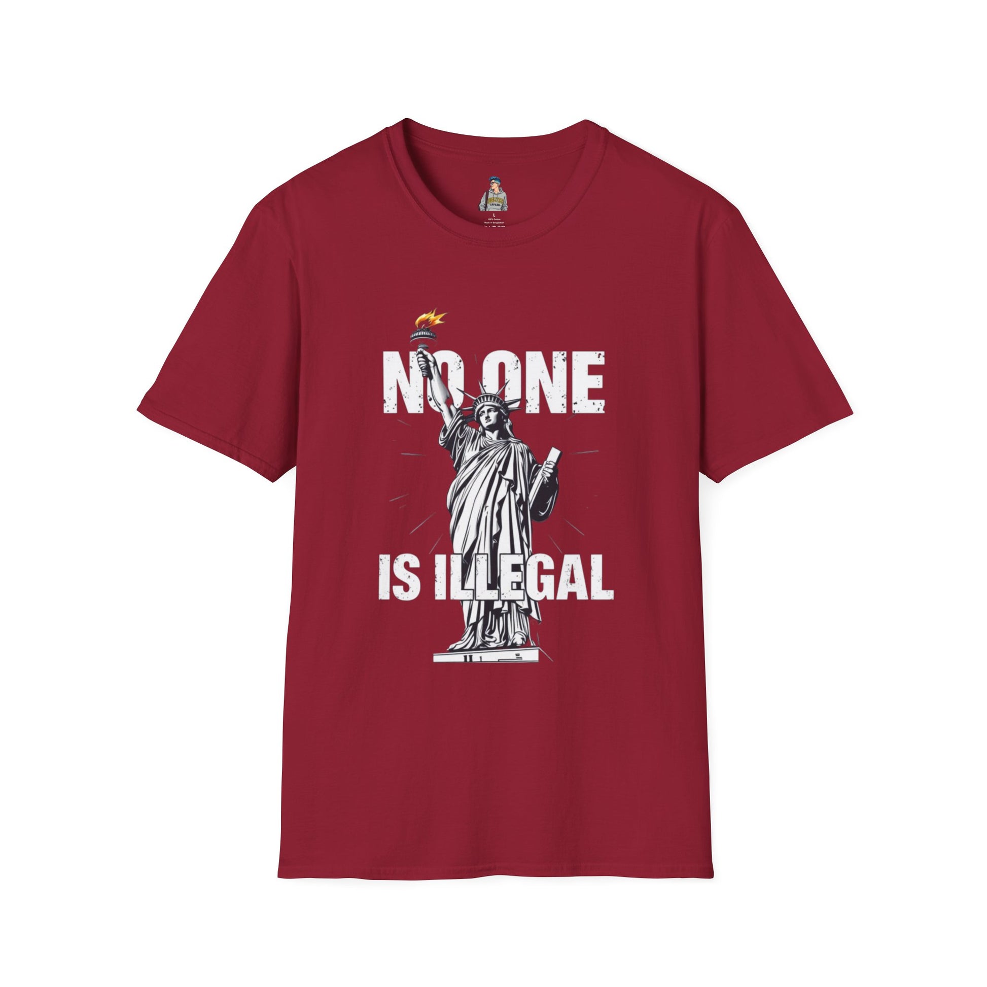 Unisex Softstyle T-Shirt - 'No One Is Illegal' Graphic Tee for Social Justice Advocates