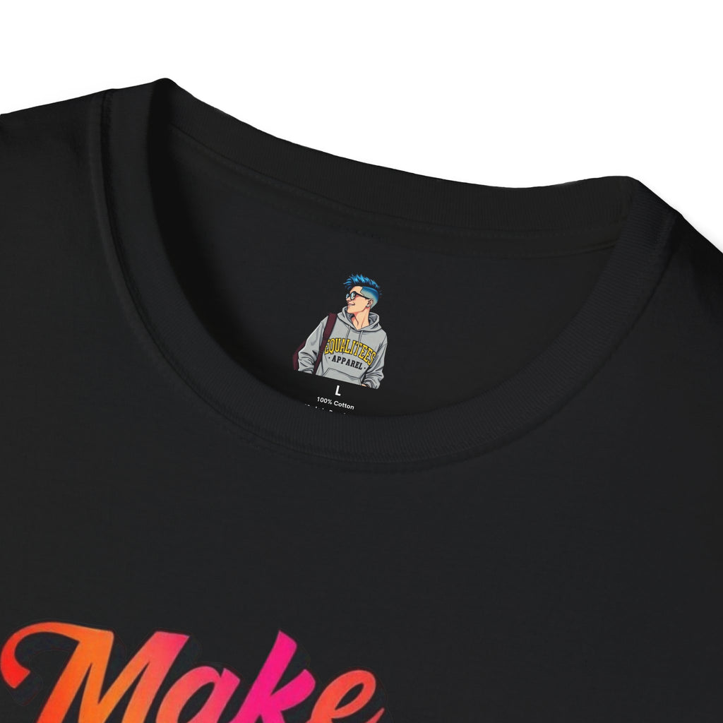 Inspirational Unisex Softstyle T-Shirt - 'Make Good Trouble' Rainbow Statement Tee