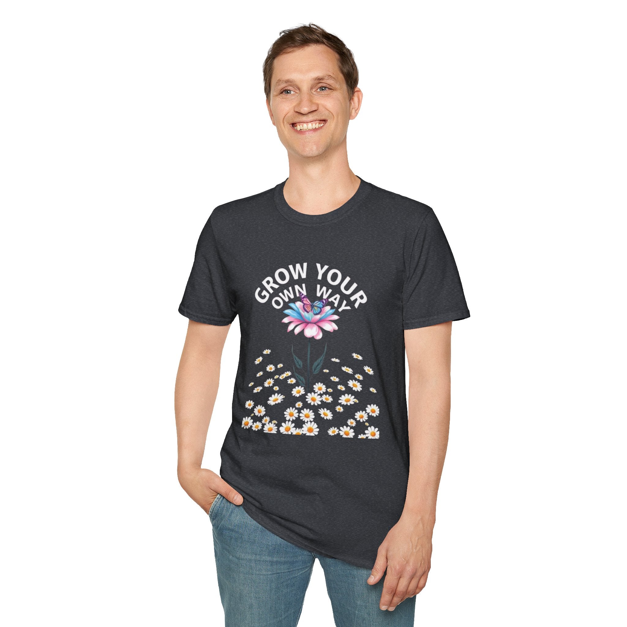 Grow Your Own Way Trans Pride Unisex T-Shirt - Floral Design for Garden Lovers