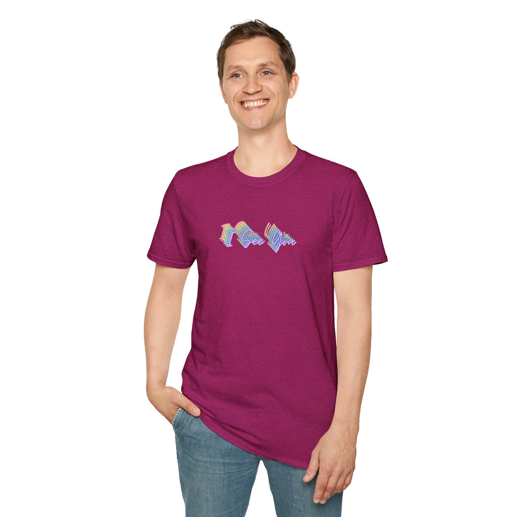 I See You Unisex Softstyle T-Shirt - Colorful Wave Design for LGBTQ+ Visibility