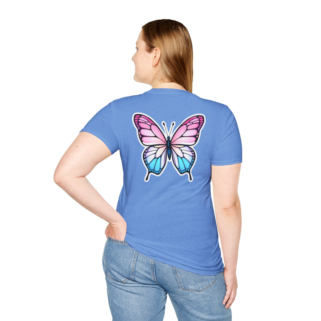 Trans Caterpillar to Butterfly Transformation T-Shirt, Unisex Graphic T-Shirt