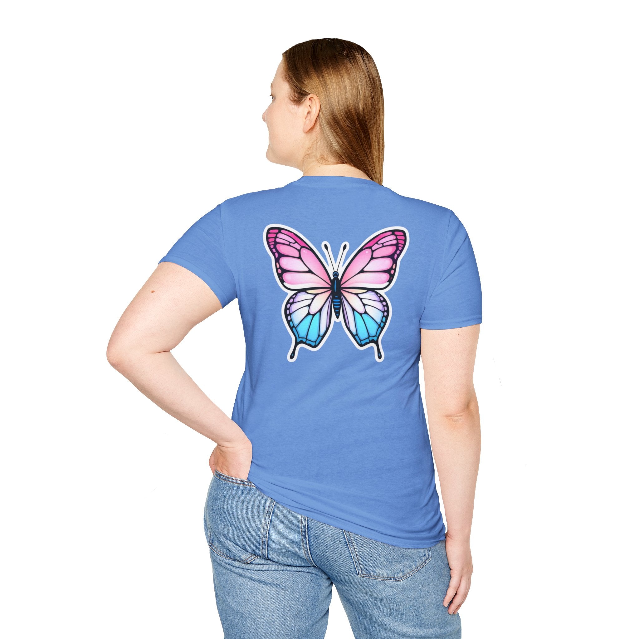 Trans Caterpillar to Butterfly Transformation T-Shirt, Unisex Graphic T-Shirt