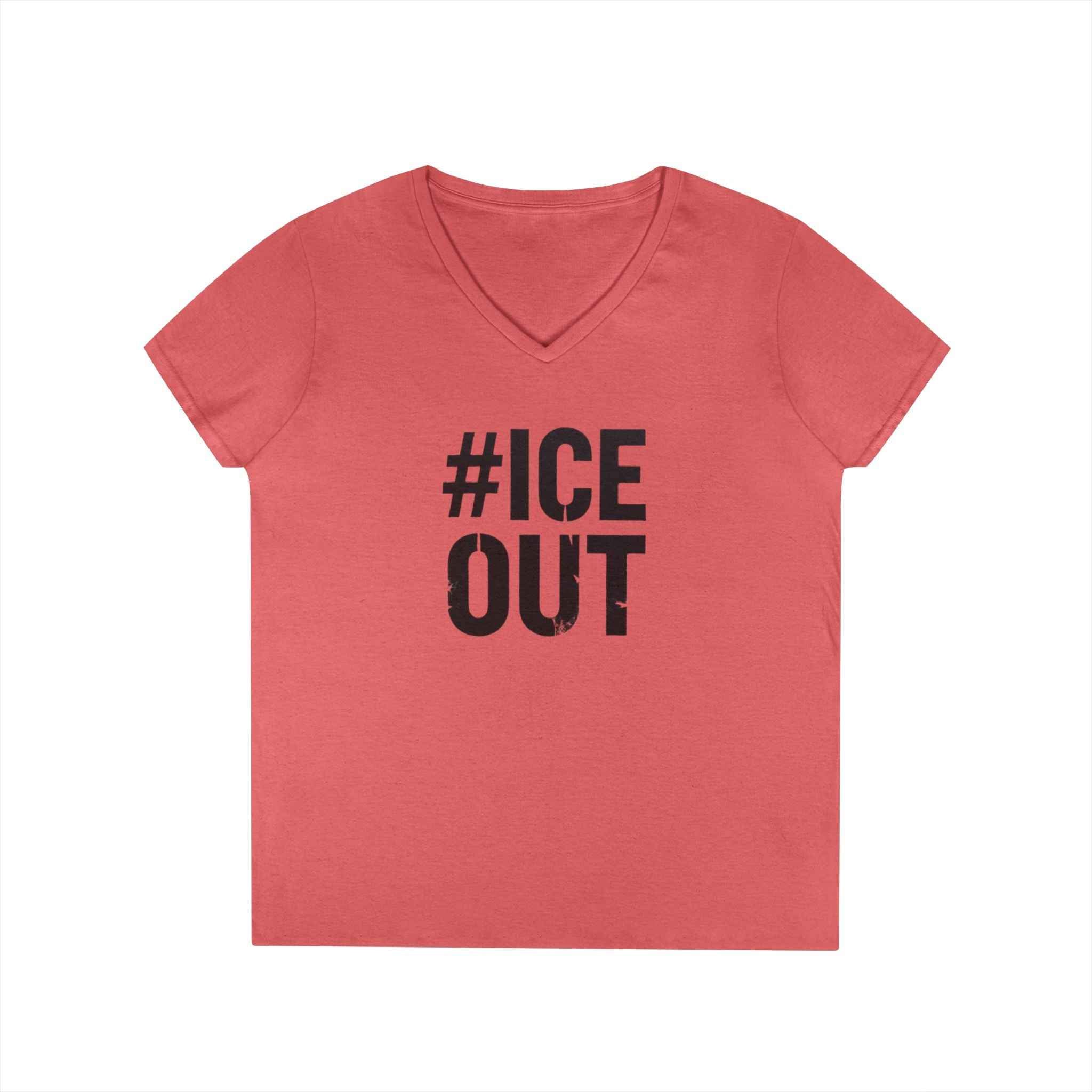 #ICE OUT Ladies' V-Neck T-Shirt — Trendy Hashtag Graphic Tee