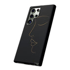 Android OR iPhone Compatible Cases - Gold Line Face Design - Unique Tough Cases