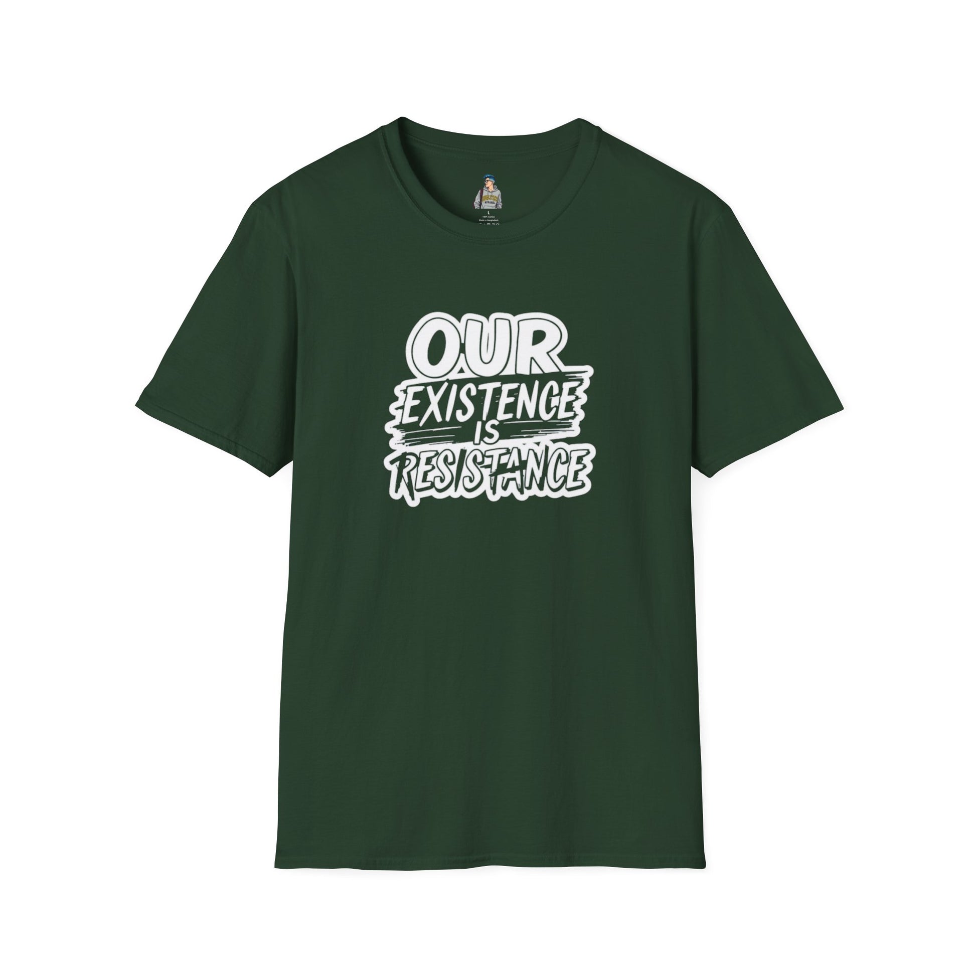 Unisex Softstyle T-Shirt - "Our Existence is Resistance" - Motivational Tee for Activists, Casual Wear, Gift for Change-makers