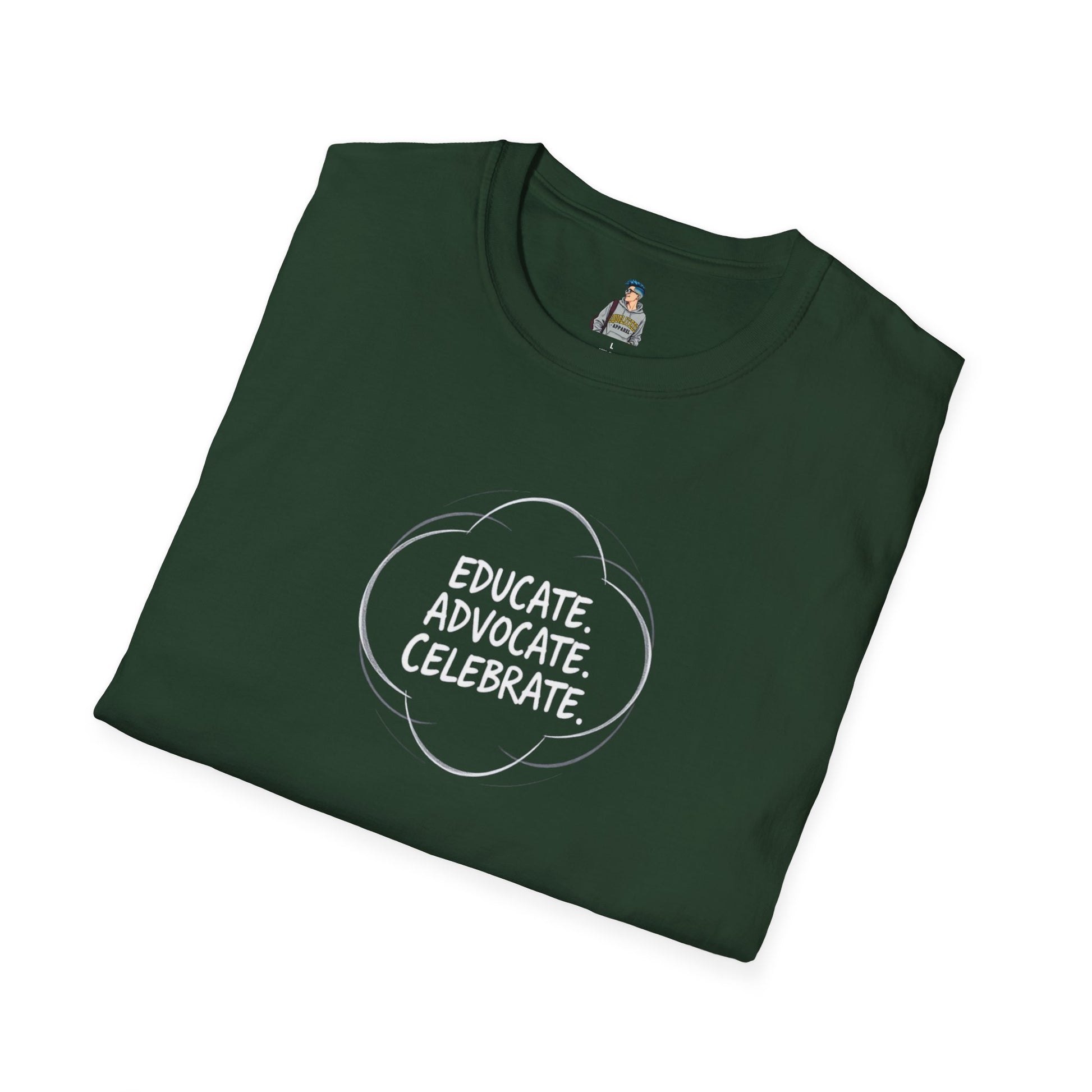 Educate. Advocate. Celebrate. Minimalist Pride T-Shirt