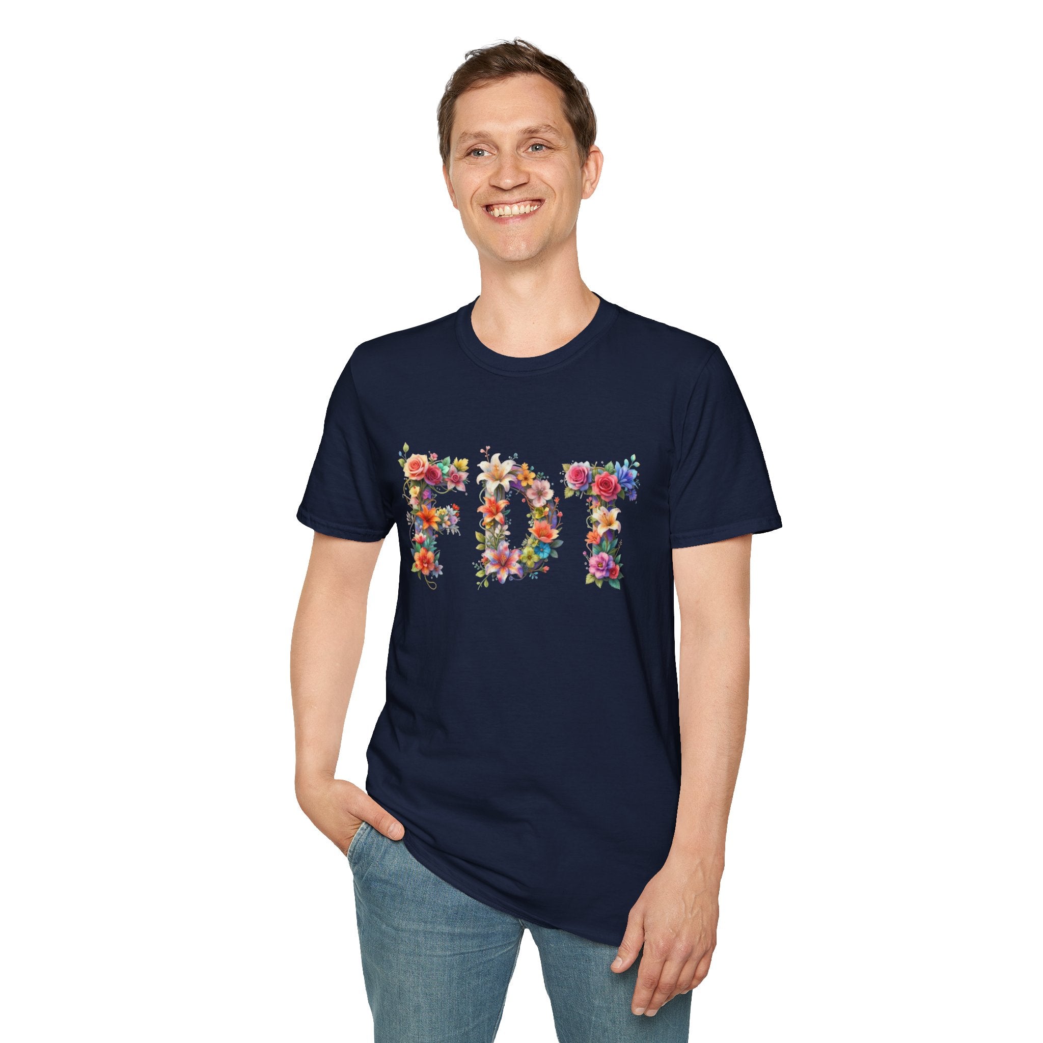 FDT Floral Letter Tee — Bold Floral Typography T-Shirt
