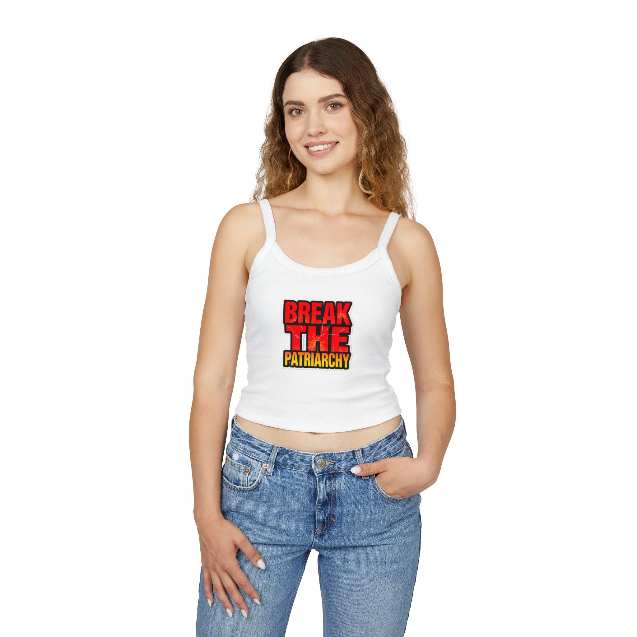 Women's Spaghetti Strap Tank Top - "Break the Patriarchy" Statement Tee
