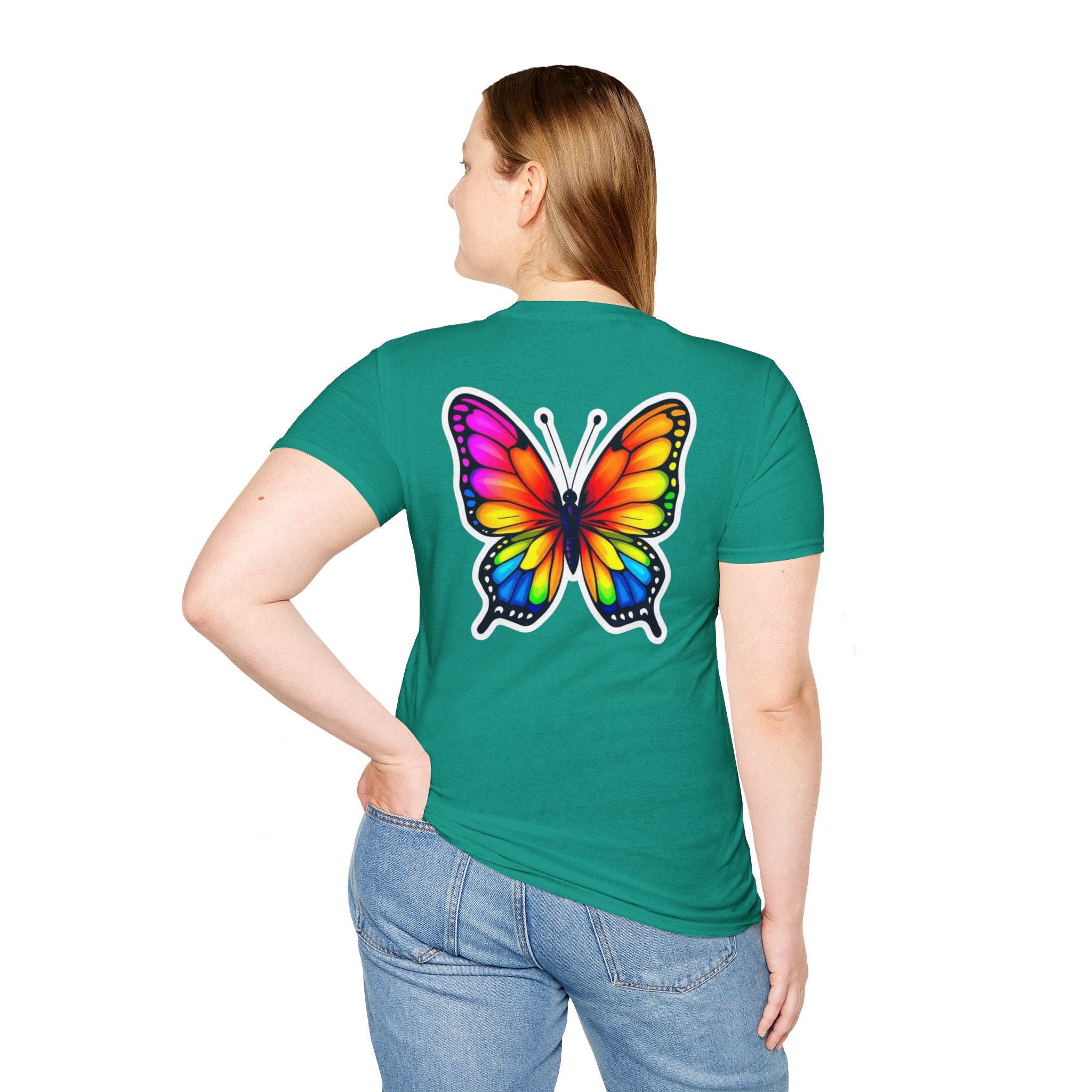 Rainbow Butterfly Cocoon Pride T-Shirt | Unisex Softstyle Tee