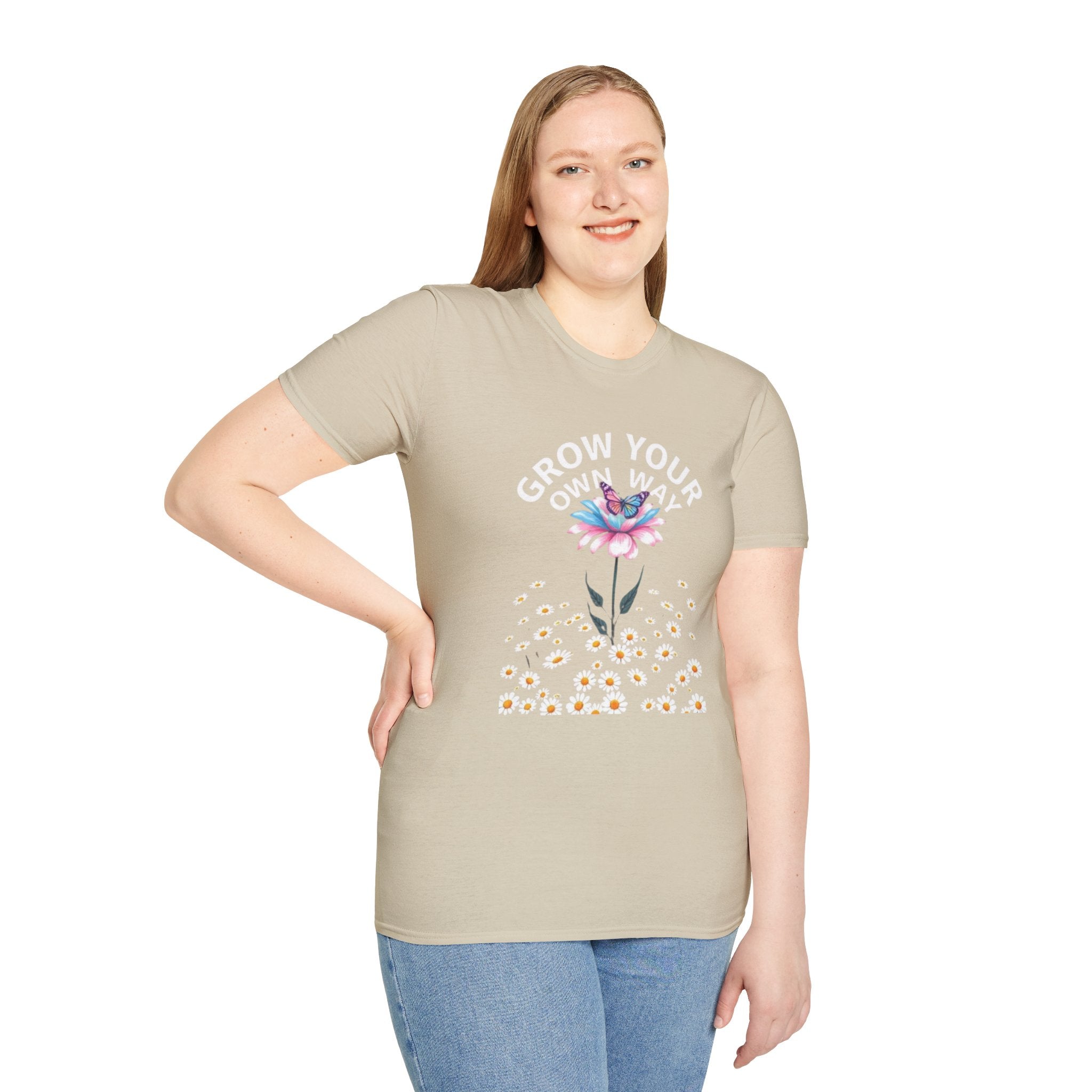 Grow Your Own Way Trans Pride Unisex T-Shirt - Floral Design for Garden Lovers