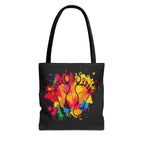 Rainbow Paint Splatter Footprints Tote Bag