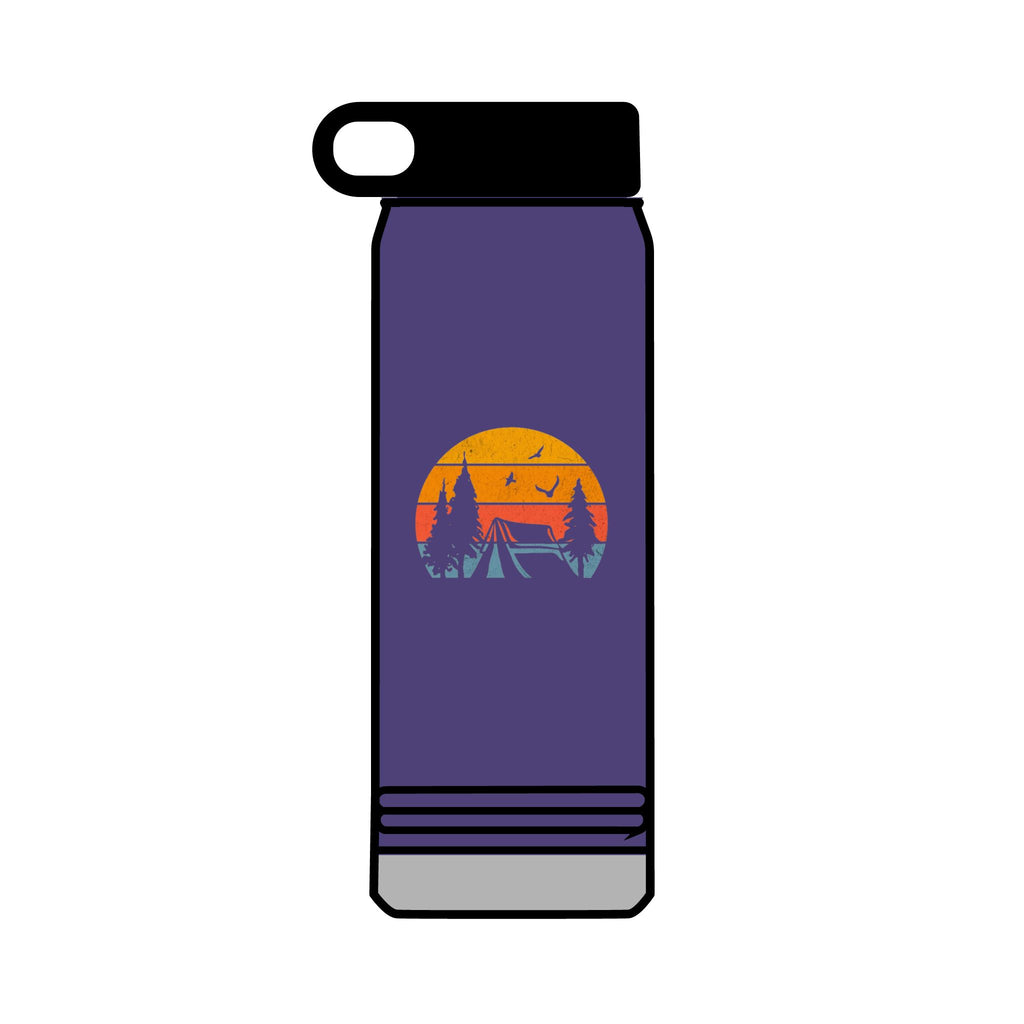 32oz Water Bottle Camping Sunset Scene