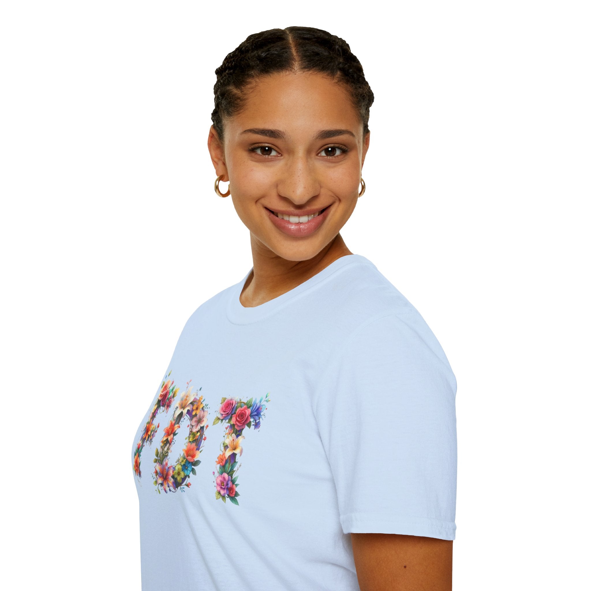 FDT Floral Letter Tee — Bold Floral Typography T-Shirt