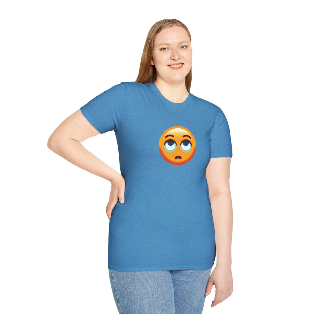 Unisex Softstyle T-Shirt with Eye Roll Emoji | Casual Graphic Tee for Everyday Humor