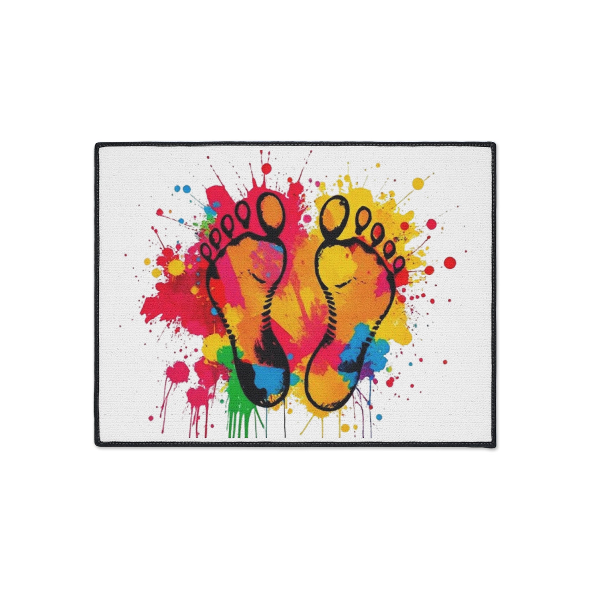 Vibrant Rainbow Footprints Heavy Duty Floor Mat - Artistic Home Decor