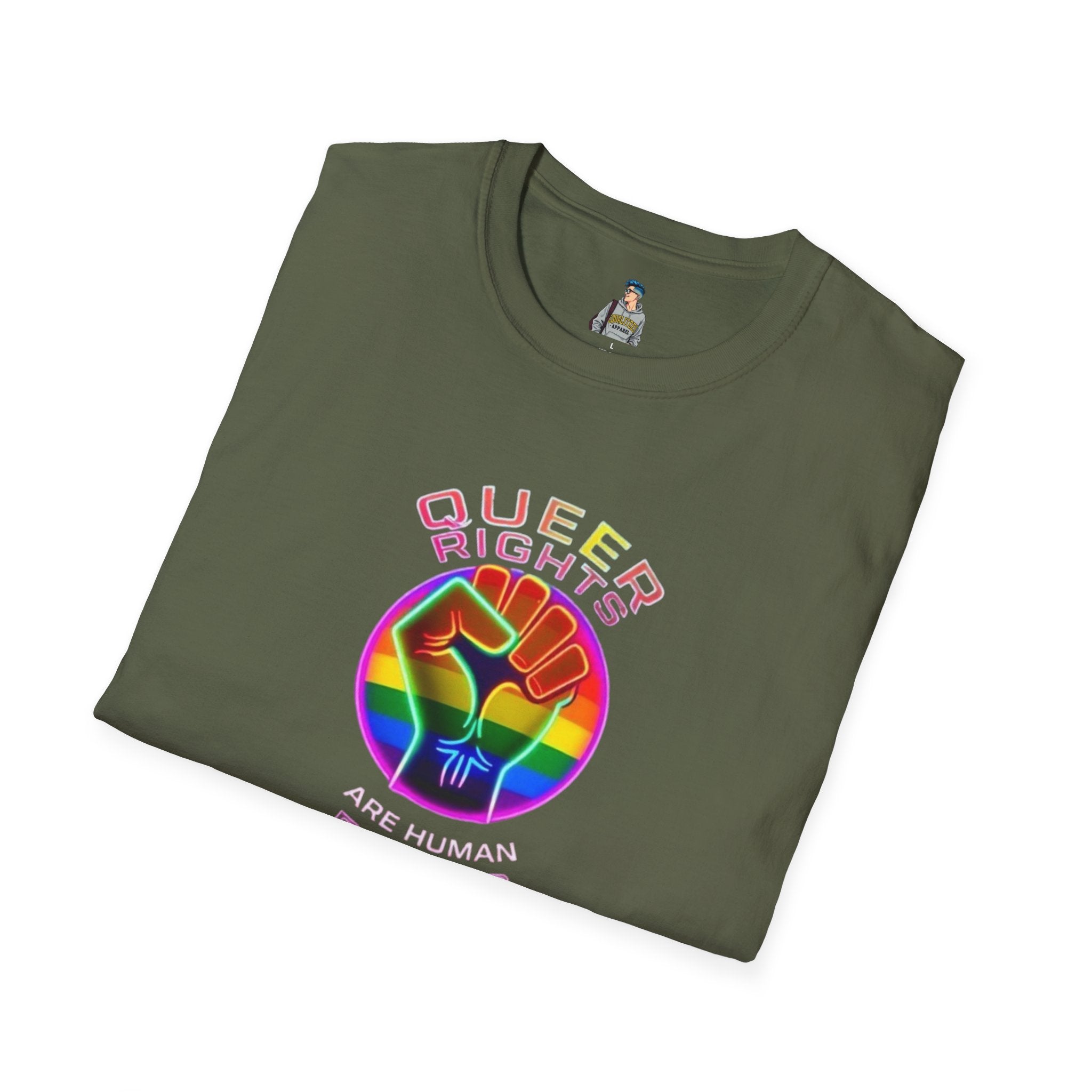 Unisex Softstyle T-Shirt - Queer Rights Are Human Rights Statement Tee
