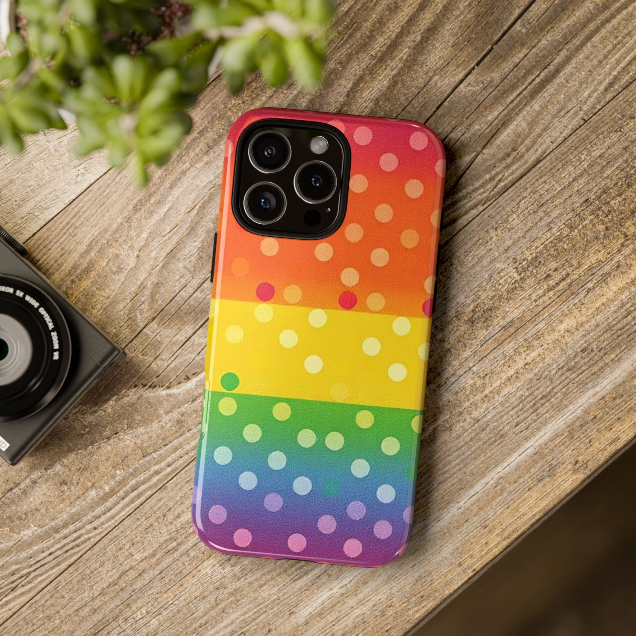 Rainbow Polka Dot Tough Phone Case for iPhone