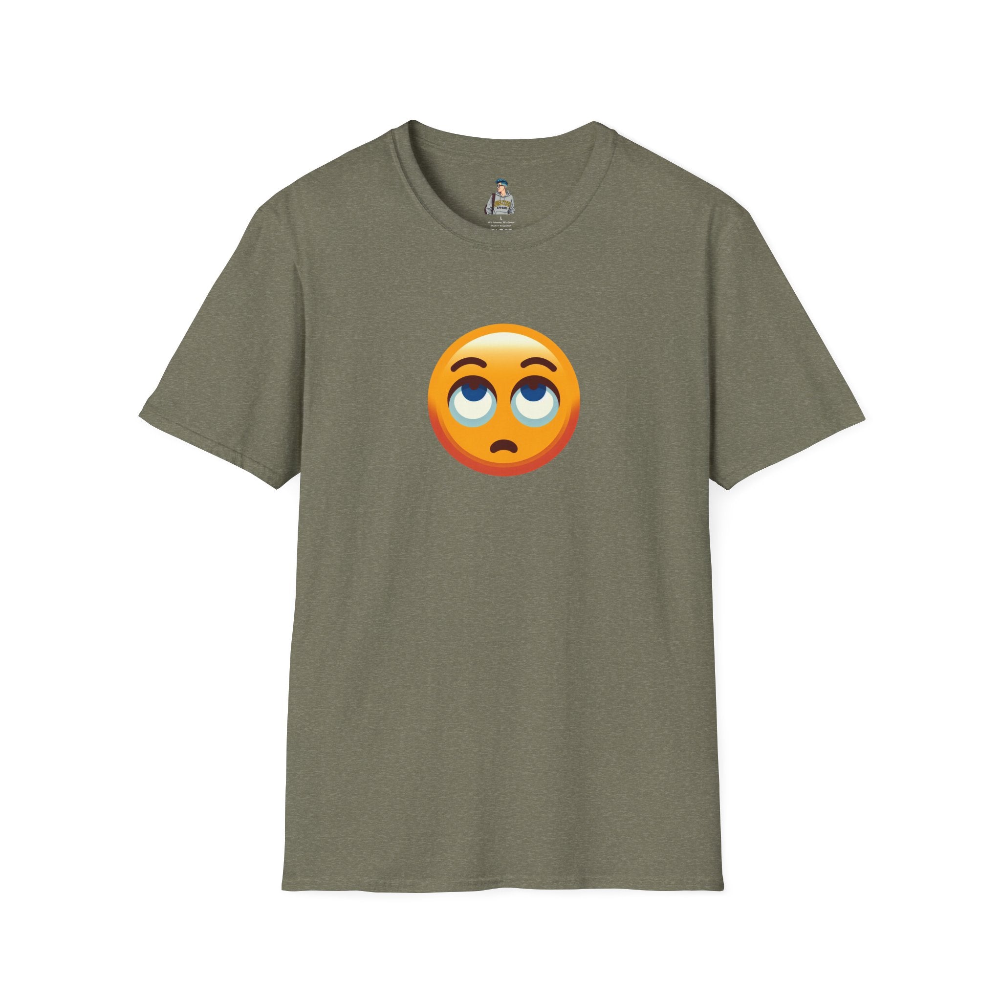 Unisex Softstyle T-Shirt with Eye Roll Emoji | Casual Graphic Tee for Everyday Humor