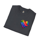 Unisex Softstyle T-Shirt - Pride Heart Design with 'Existence is Resistance'