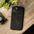 Android OR iPhone Compatible Cases - Gold Line Face Design - Unique Tough Cases