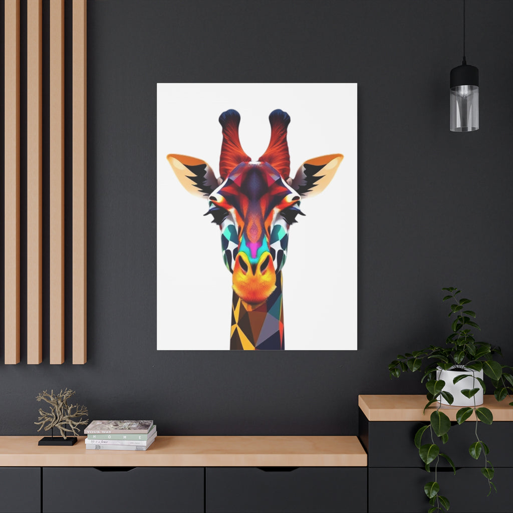 Colorful Giraffe Canvas Art - Vibrant Stretched Wall Decor for Animal Lovers