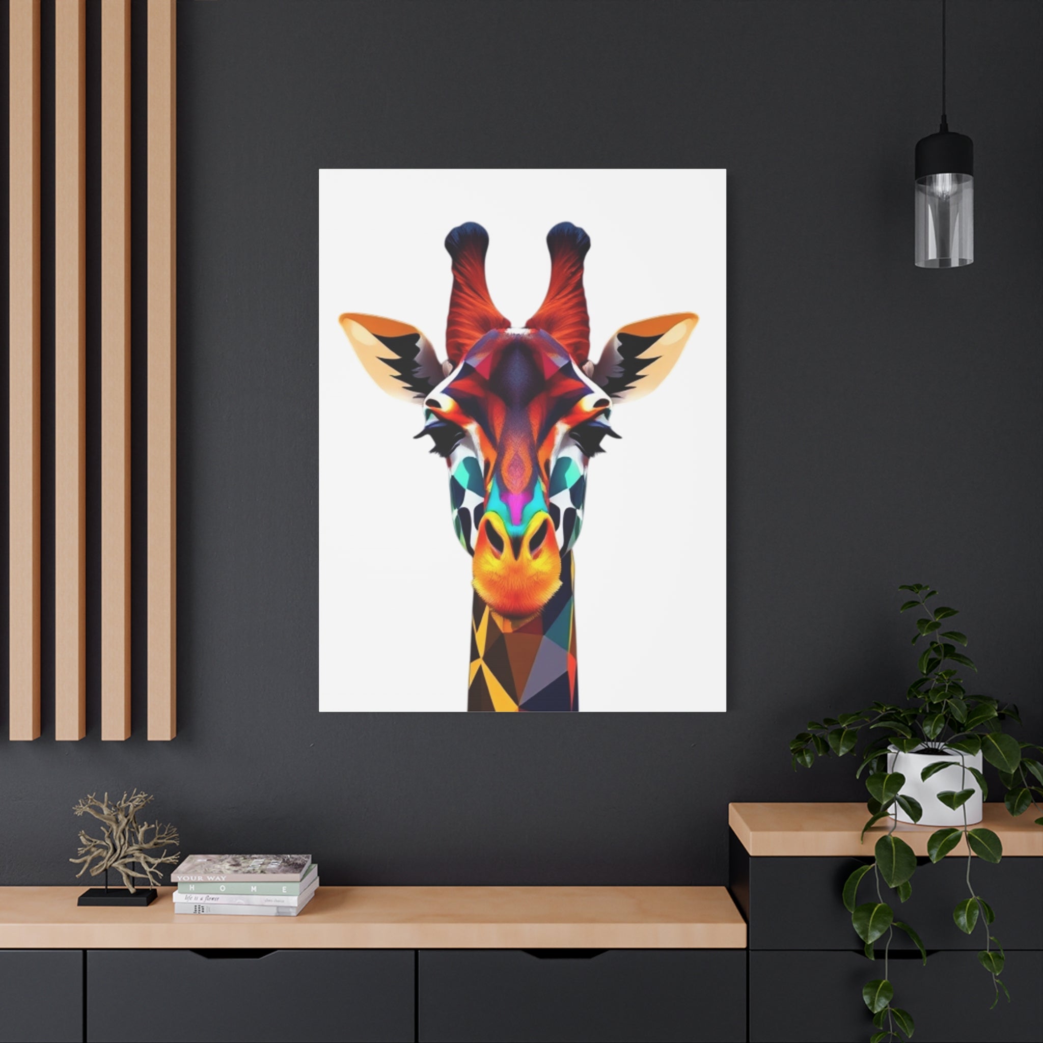 Colorful Giraffe Canvas Art - Vibrant Stretched Wall Decor for Animal Lovers