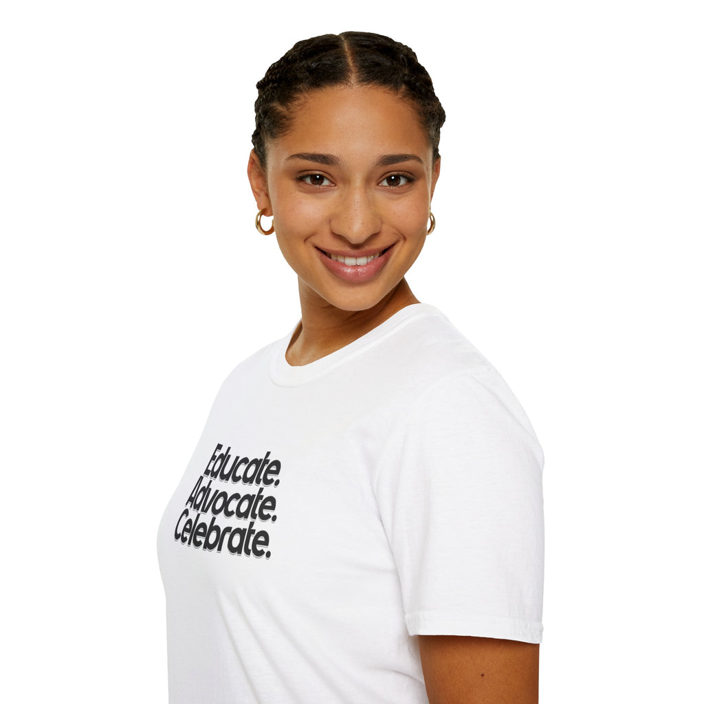 Teacher Advocate T-Shirt - Subtle Pride Educate Advocate Celebrate Design - EqualiTees.Me