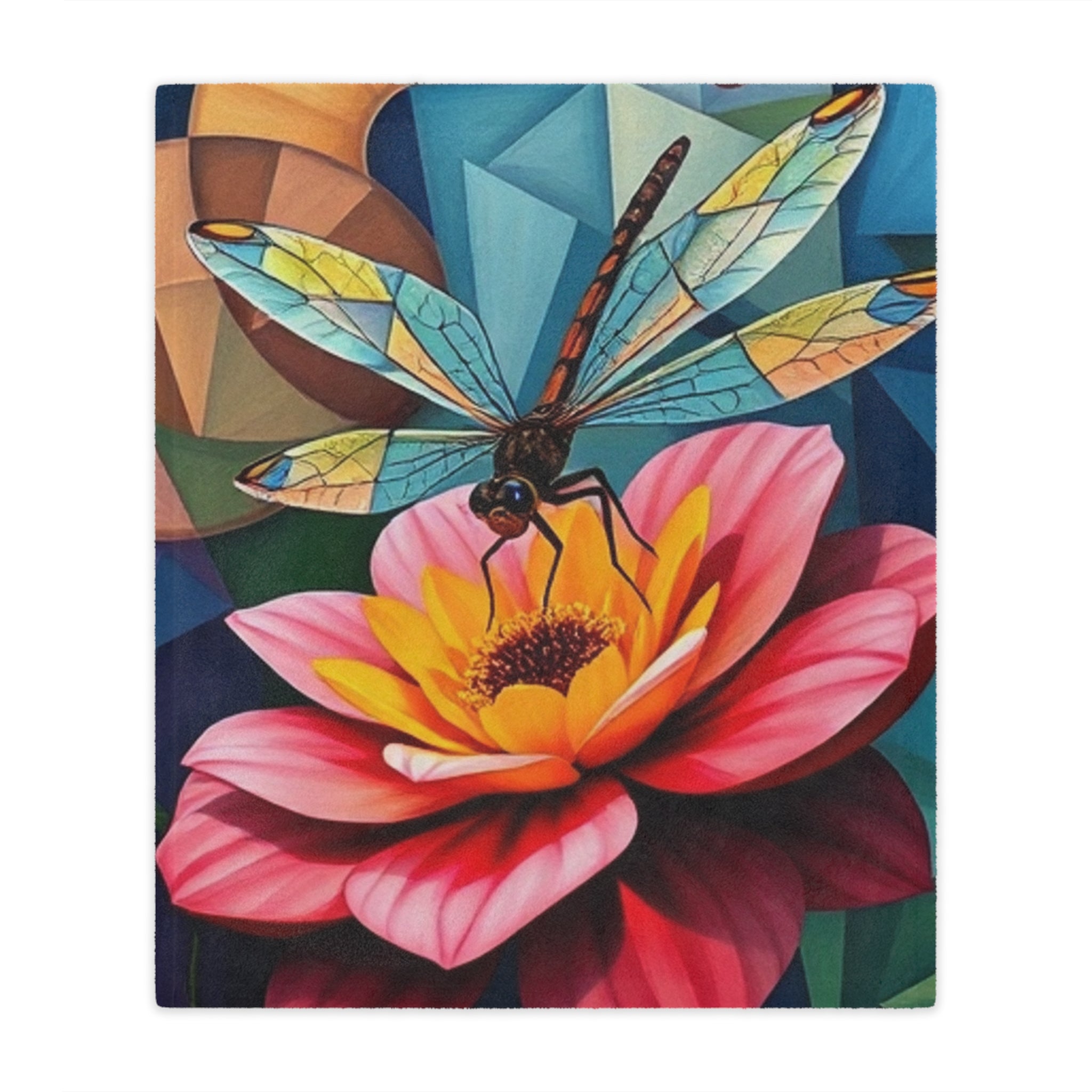 Microfiber Blanket - Dragon fly on Pink Flower Art, Warm Comfortable Beautiful Gift, Soft Cozy Throw, Home Decor Accent, Nature Inspired
