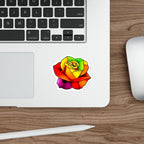 Die-Cut Stickers - Rose - Rainbow Stained Glass Design