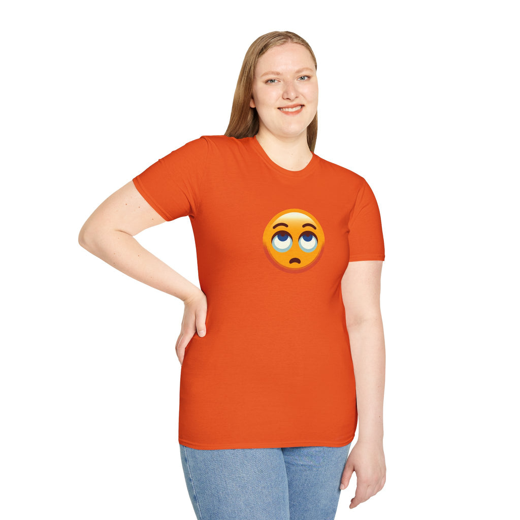 Unisex Softstyle T-Shirt with Eye Roll Emoji | Casual Graphic Tee for Everyday Humor
