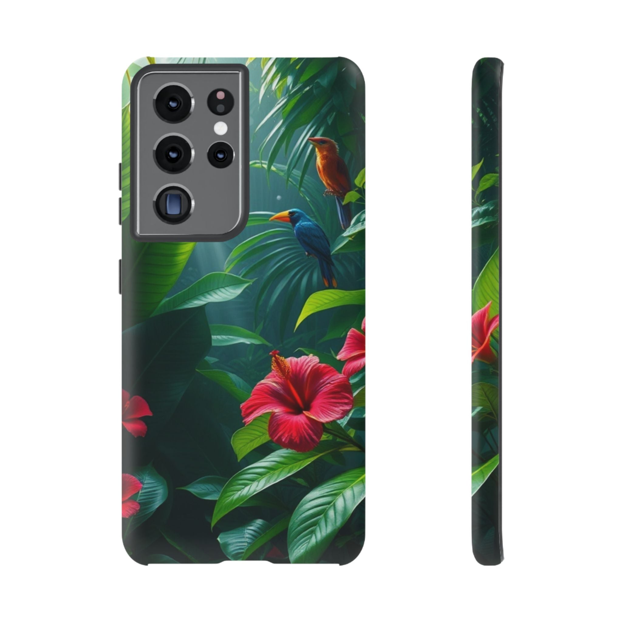 Android OR iPhone Compatible Cases - Tropical Flower & Bird Design - Unique Tough Cases