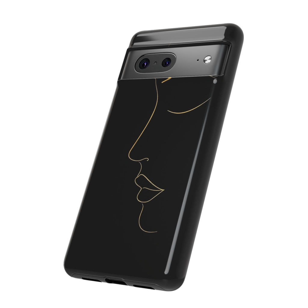 Android OR iPhone Compatible Cases - Gold Line Face Design - Unique Tough Cases