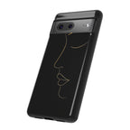 Android OR iPhone Compatible Cases - Gold Line Face Design - Unique Tough Cases