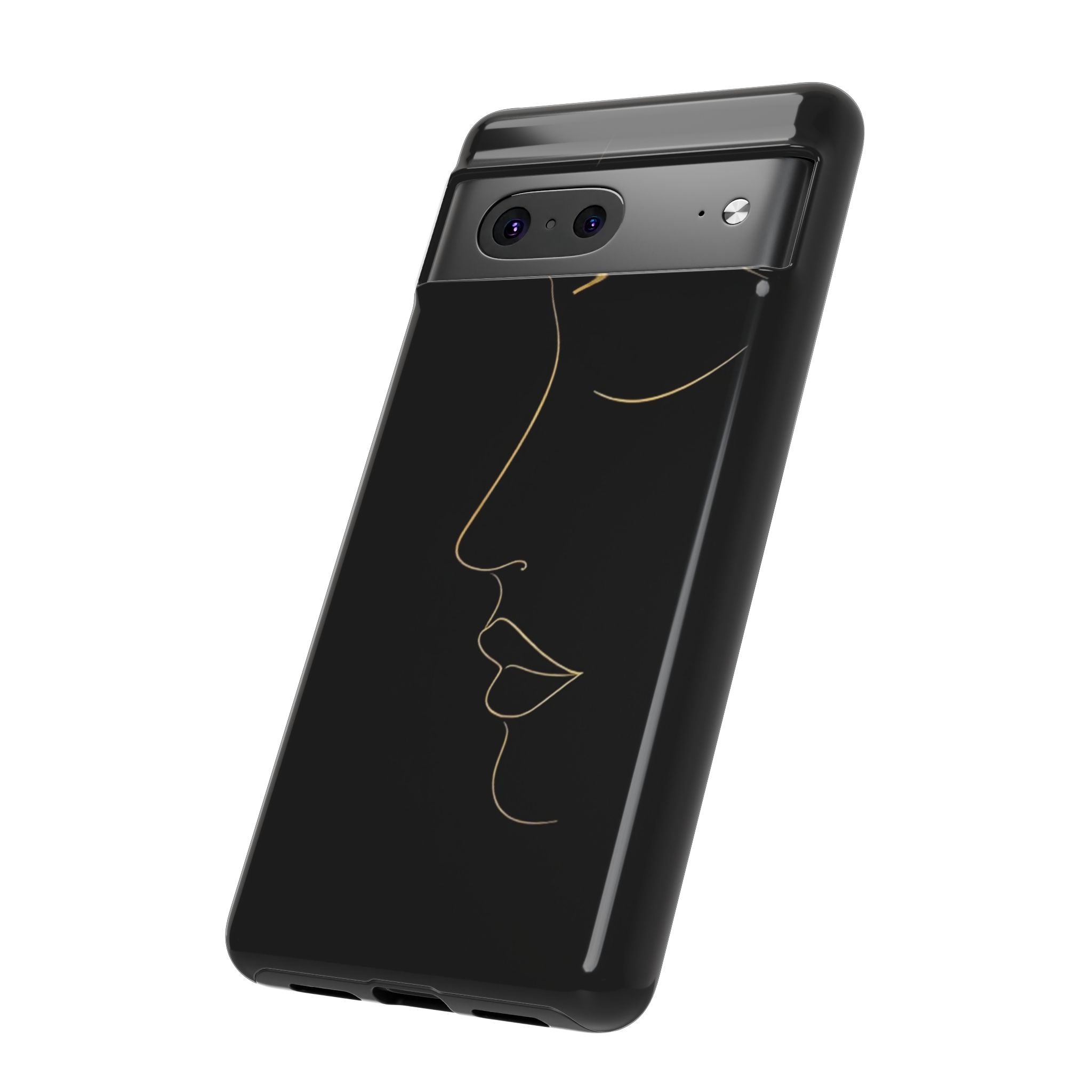 Android OR iPhone Compatible Cases - Gold Line Face Design - Unique Tough Cases