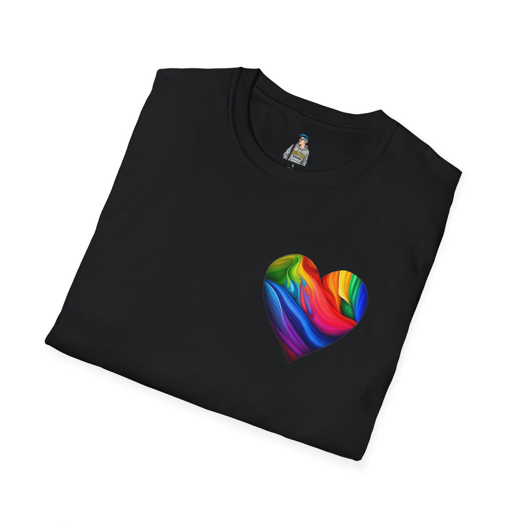 Unisex Softstyle T-Shirt - Pride Heart Design with 'Existence is Resistance'