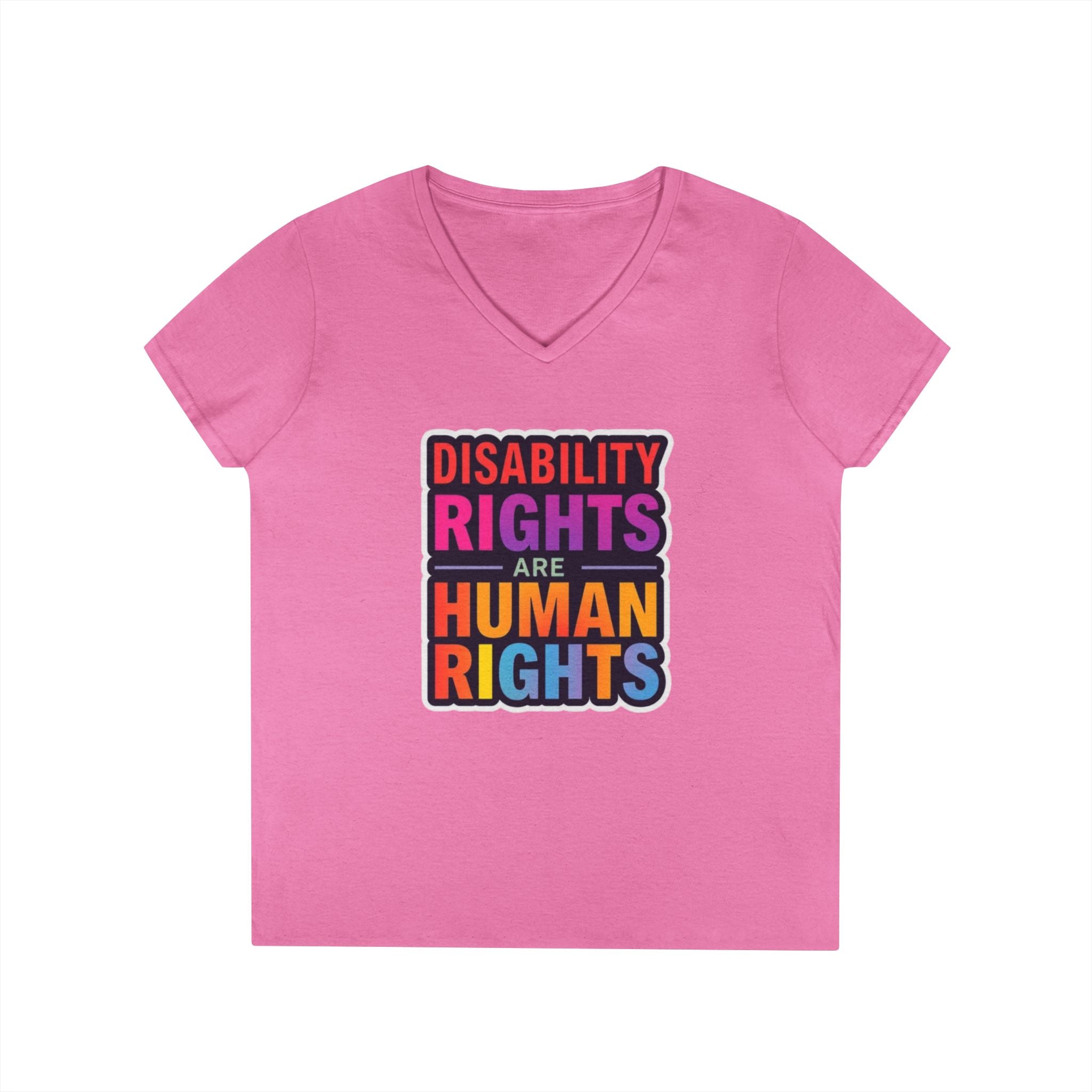Empowering Ladies' V-Neck T-Shirt - Disability Rights Are Human Rights
