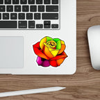 Die-Cut Stickers - Rose - Rainbow Stained Glass Design