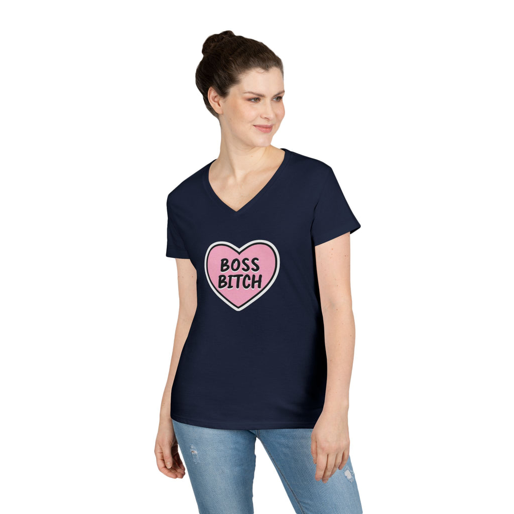 Boss Bitch Ladies' V-Neck T-Shirt | Empowering Casual Wear