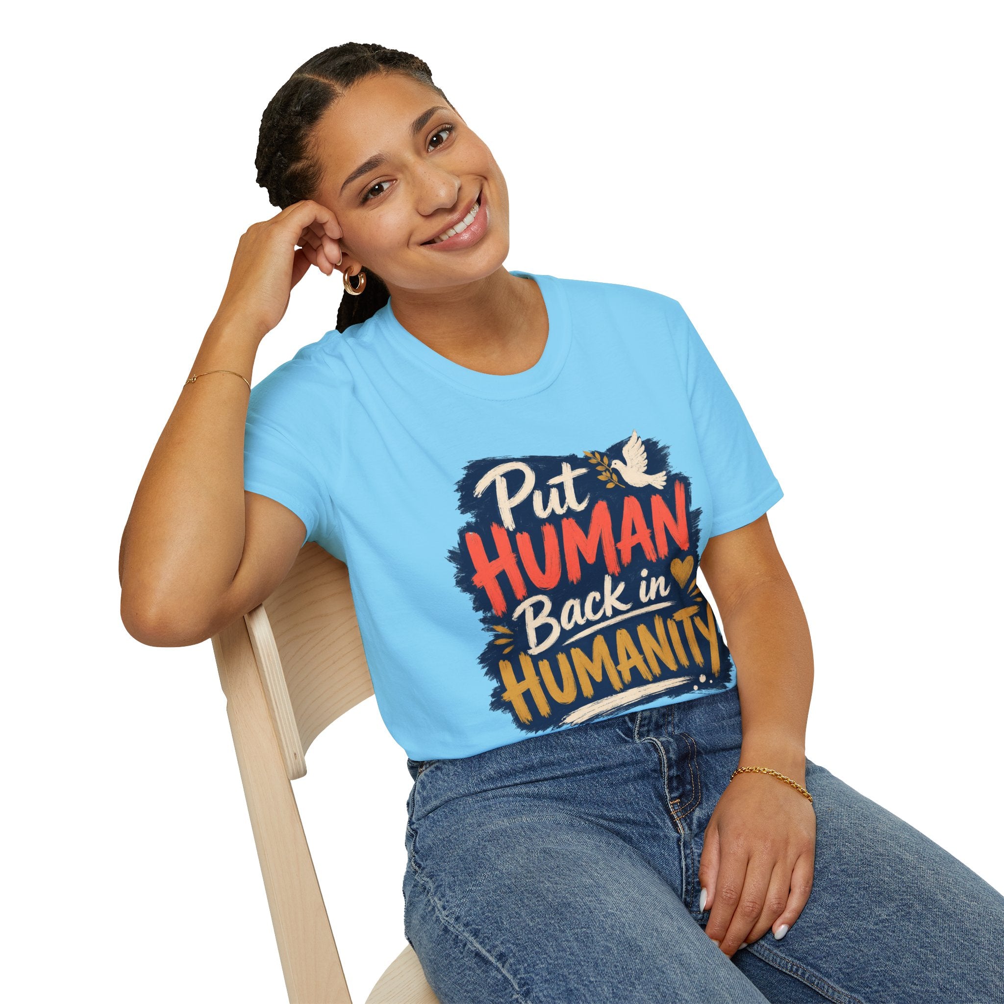 Put Human Back in Humanity T-Shirt — Inspirational Peace Dove Tee