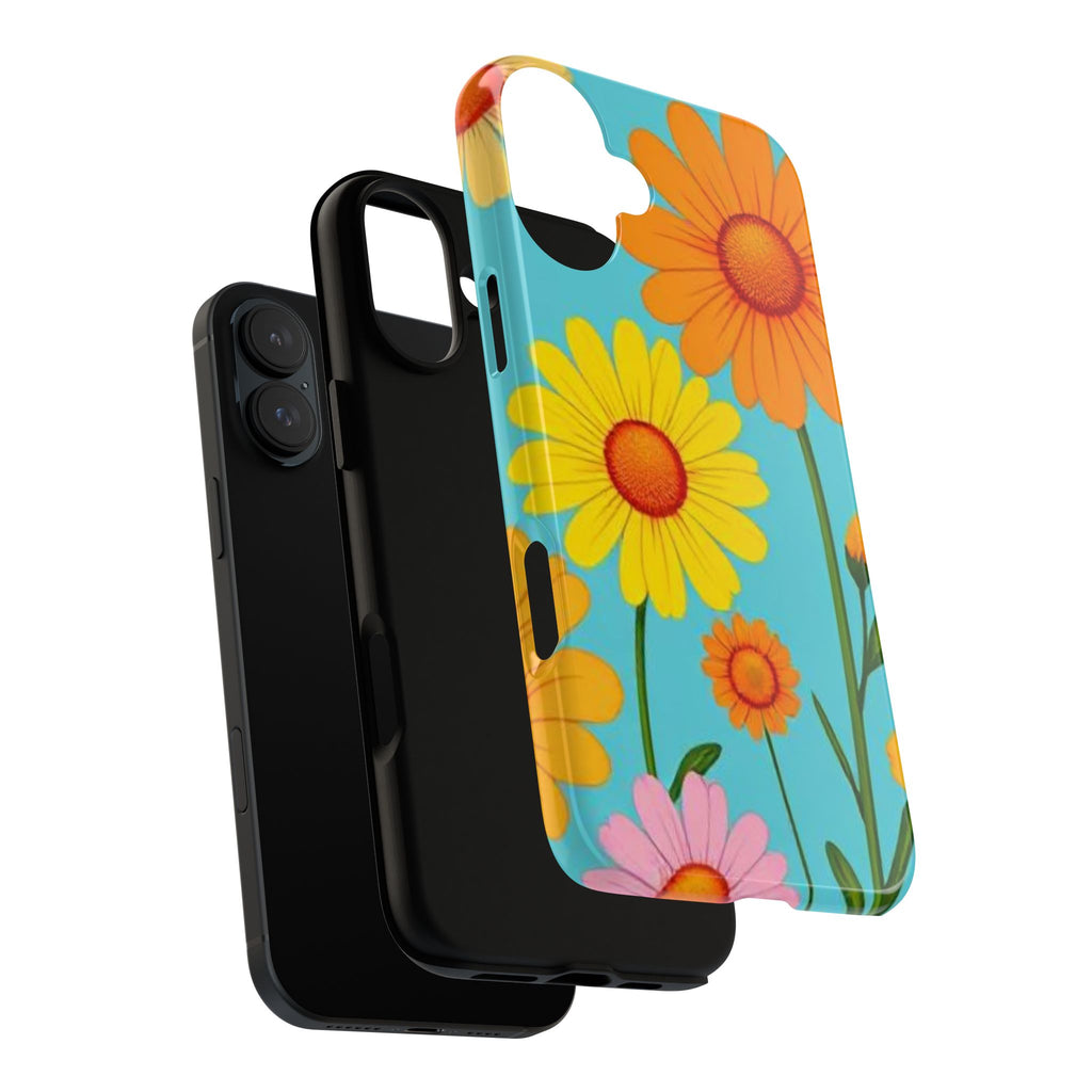 Floral Tough Phone Case for iPhone — Bright Daisy Garden Protective Cover
