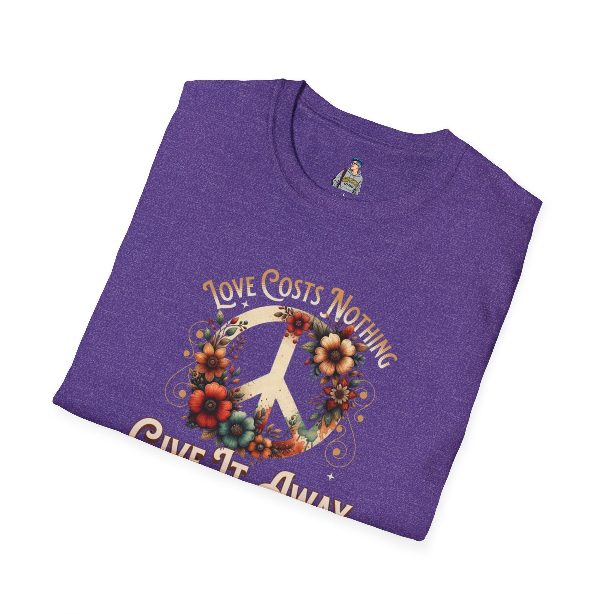 Unisex Softstyle T-Shirt - Love Costs Nothing, Give It Away Floral Peace Design