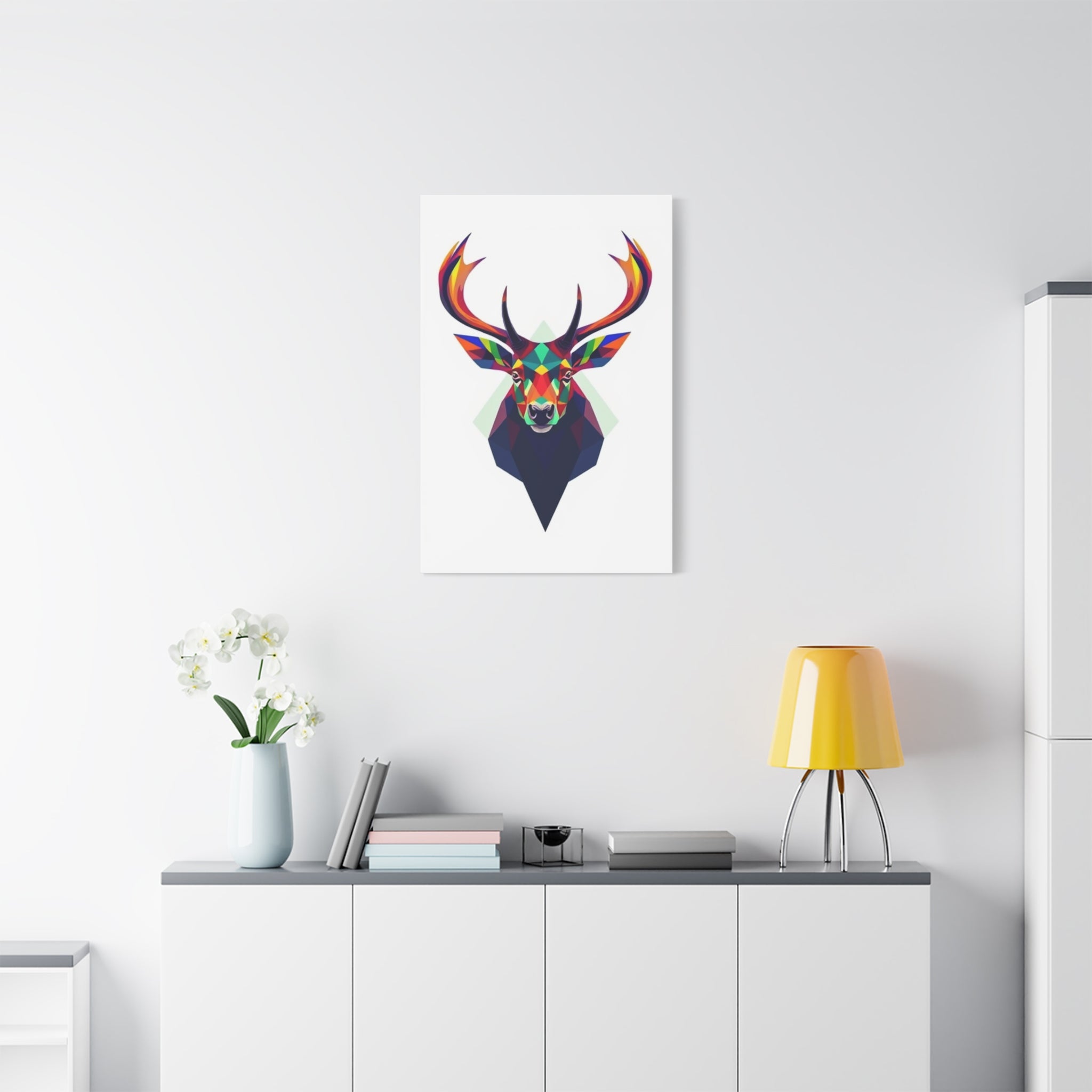 Colorful Elk Art Print - Modern Geometric Canvas Wall Decor