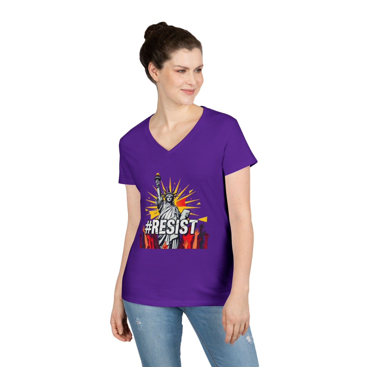 #RESIST Ladies' V-Neck T-Shirt - Empowering Activism Apparel