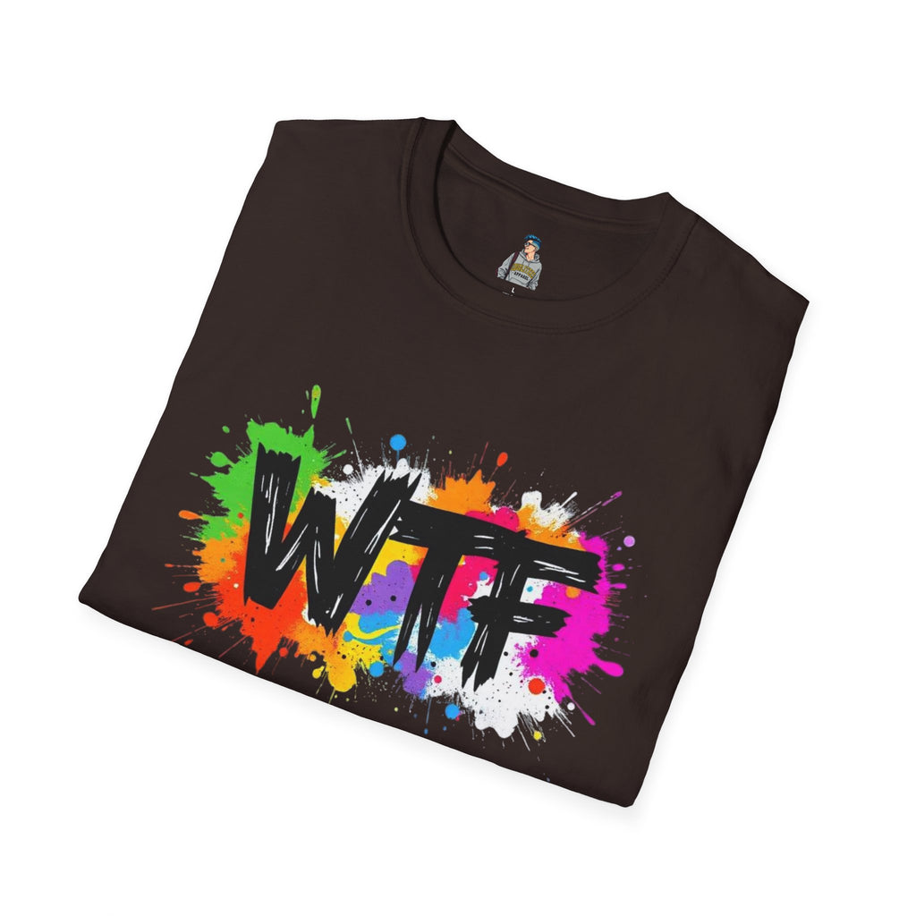 WTF Color Splash T-Shirt — Bold Rainbow Graphic Tee