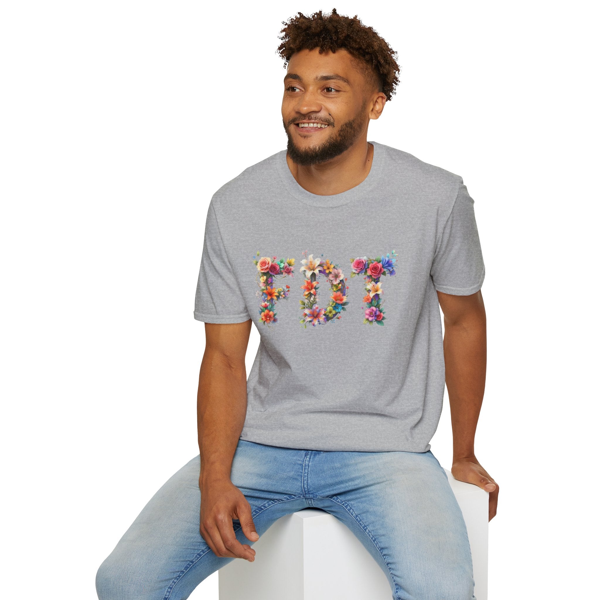 FDT Floral Letter Tee — Bold Floral Typography T-Shirt