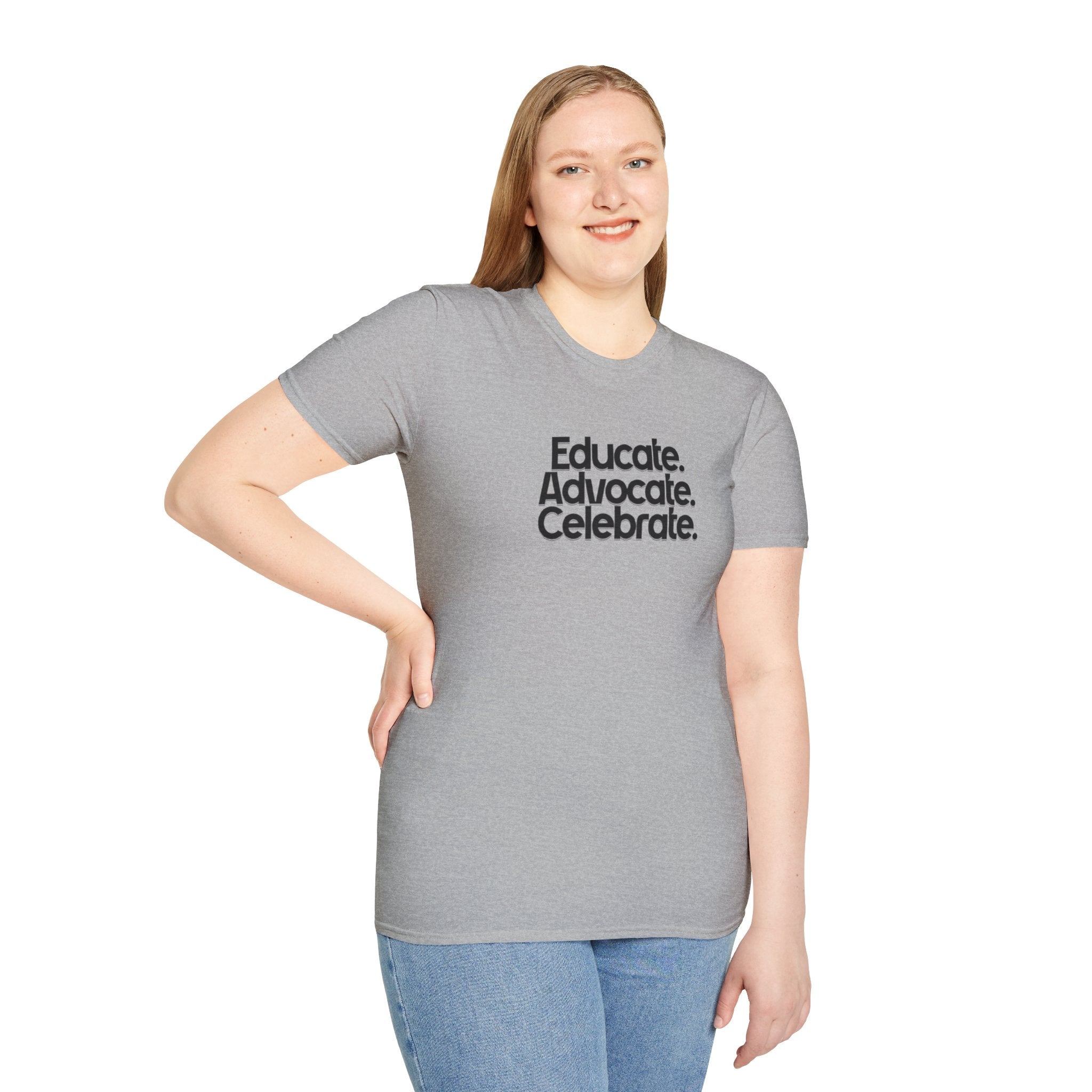 Teacher Advocate T-Shirt - Subtle Pride Educate Advocate Celebrate Design - EqualiTees.Me