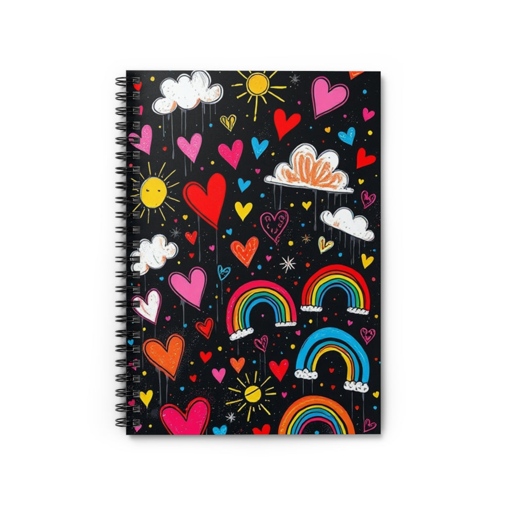 Colorful Rainbows & Hearts Spiral Notebook - Ideal for Creative Souls